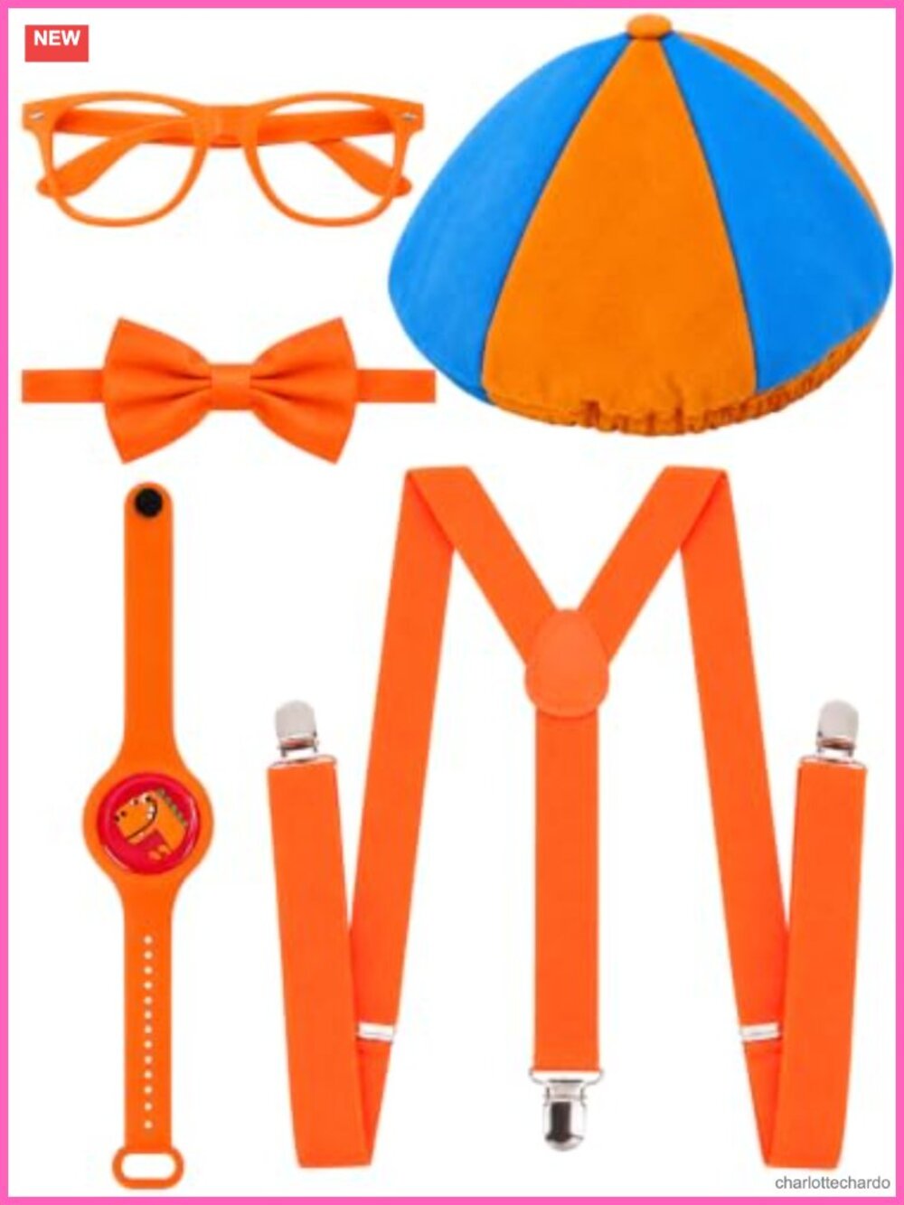 5Pc Halloween Costume Accessory Set Hat Suspenders Bow Tie